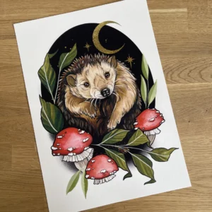 Midnight Hedgehog Foiled Print