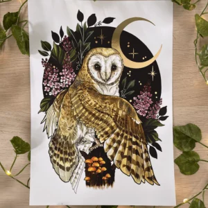 Midnight Owl Foiled Print