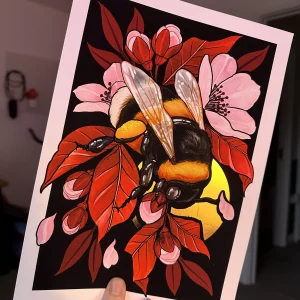 Cherry Bumble Foiled Print