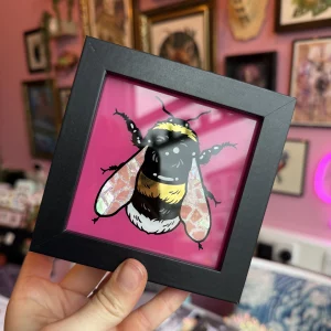 Gilded Glass Mini Bumblebee Frame - Fuschia/ Pink Wing