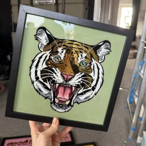 Gilded Glass Tiger Frame - Sage