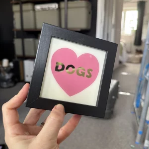 Gilded Glass Dogs Heart Frame - Pink