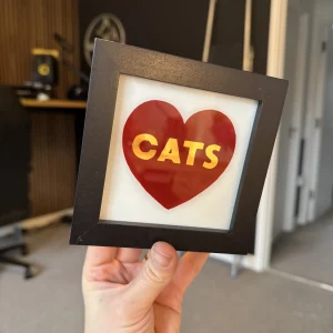 Gilded Glass Cats Heart Frame - Red