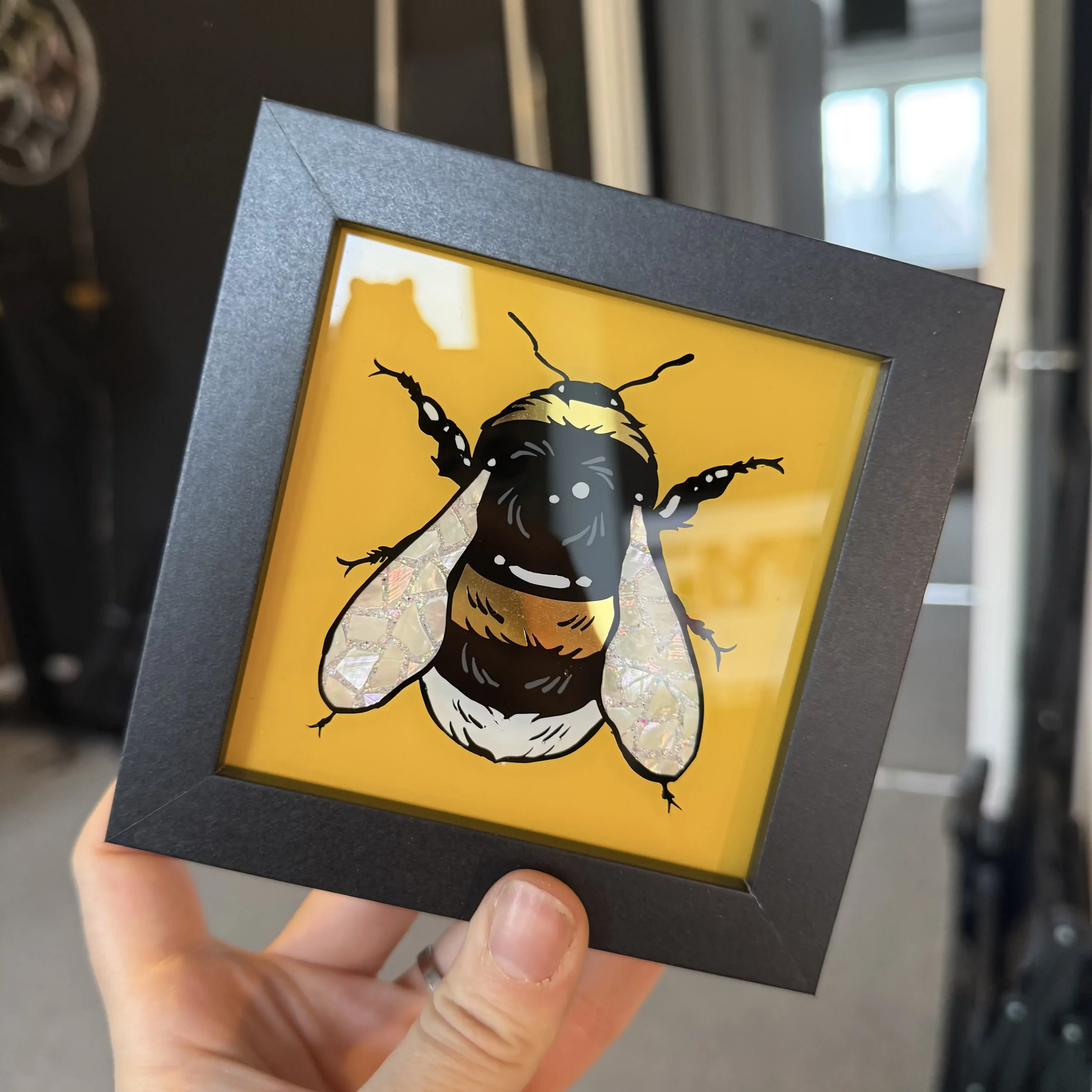 Gilded Glass Mini Bumblebee Frame - Golden Yellow