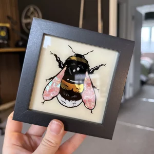 Gilded Glass Mini Bumblebee Frame - Cream/Salmon Pink Wing
