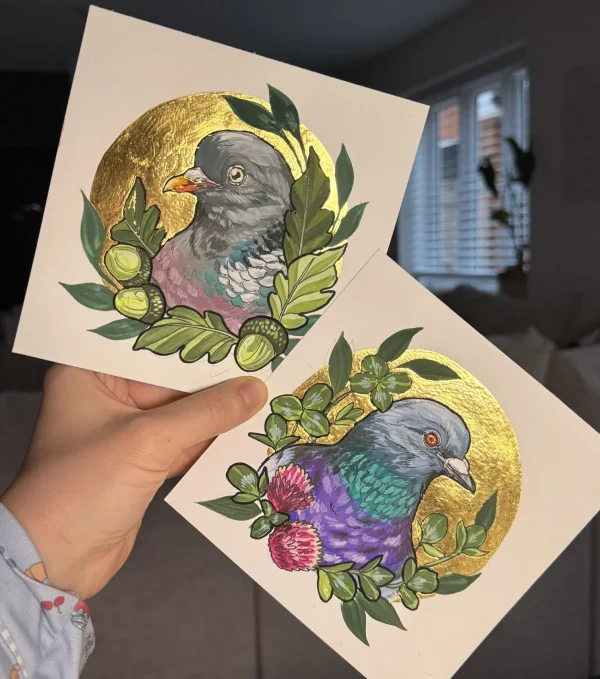 Pigeon - Original 23ct Gold Gilded Painting - Multiple Options